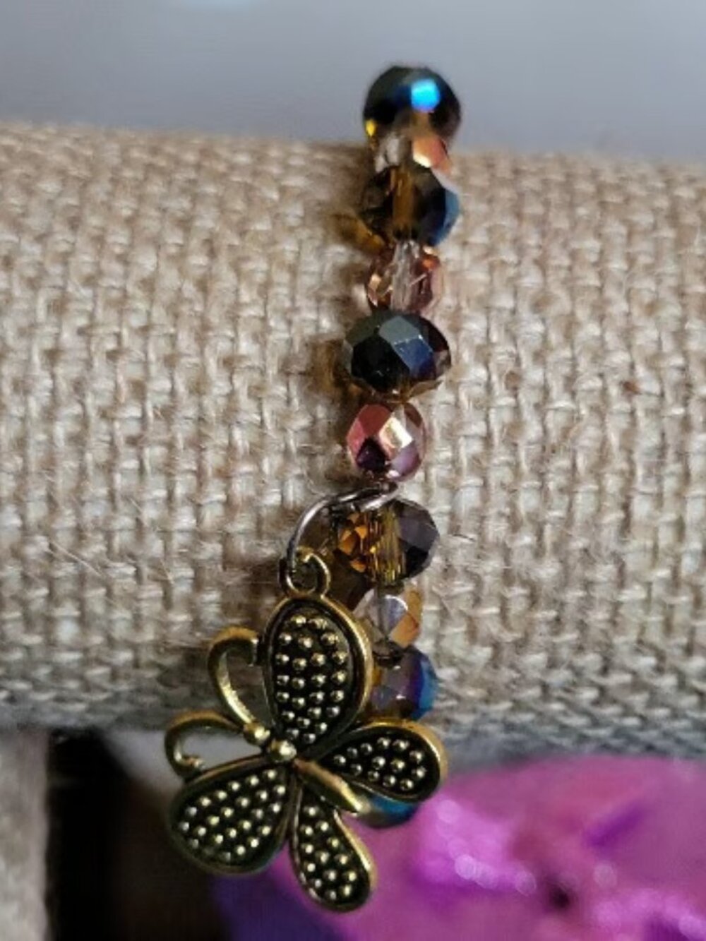 Brown Bronze Beaded Charm Wrist Wraps